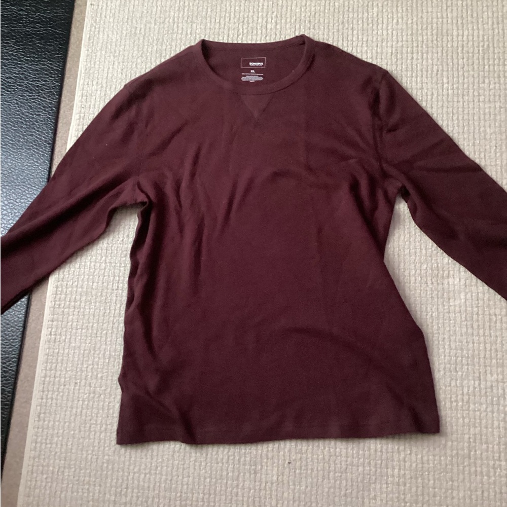 Sonoma Deep Burgundy Maroon Long Sleeve Top
